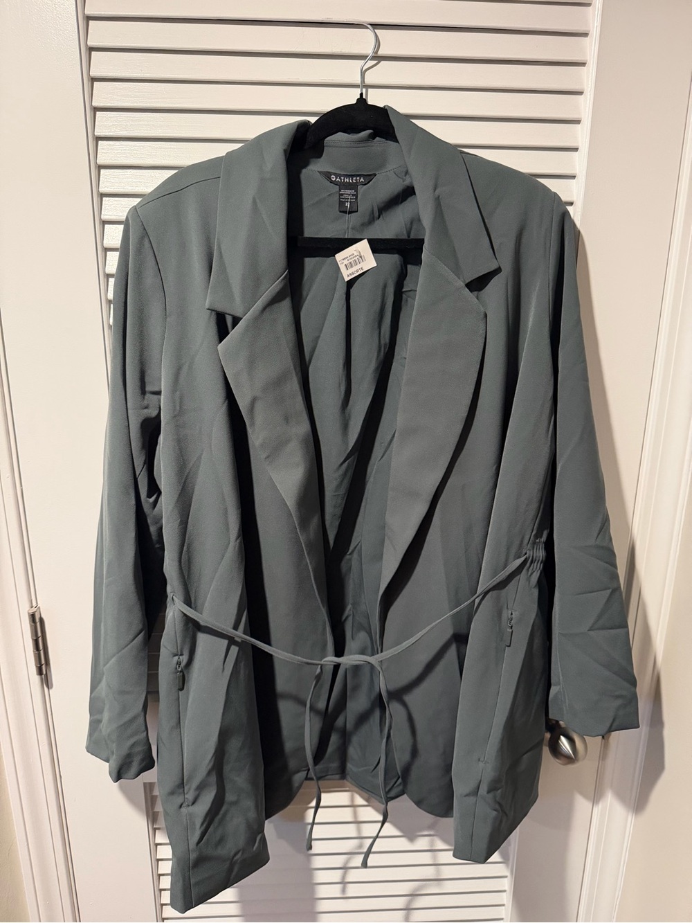 Athleta Slate Green Drawstring Blazer